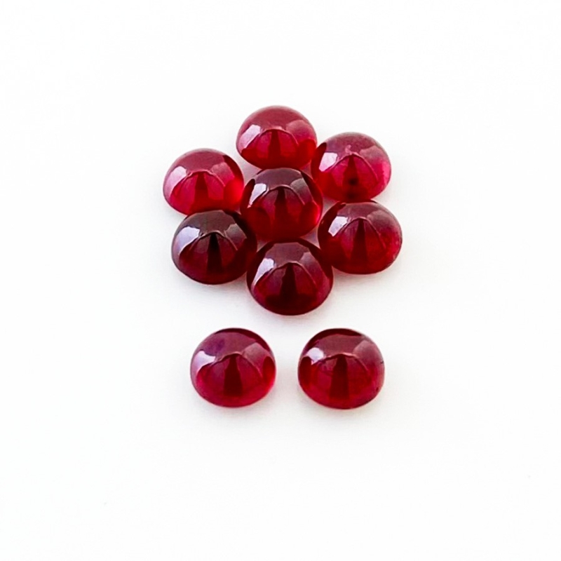 13.20 Cts. Ruby 6mm Smooth Round Shape AA Grade Cabochons Parcel - Total 9 Pcs.