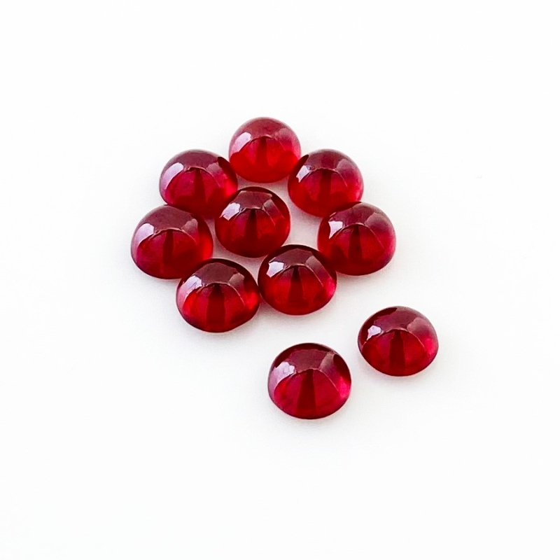 14.80 Cts. Ruby 6mm Smooth Round Shape AA Grade Cabochons Parcel - Total 10 Pcs.