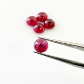 7.40 Cts. Ruby 6mm Smooth Round Shape AA Grade Cabochons Parcel - Total 5 Pcs.
