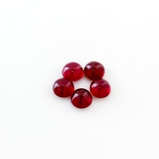 7.40 Cts. Ruby 6mm Smooth Round Shape AA Grade Cabochons Parcel - Total 5 Pcs.