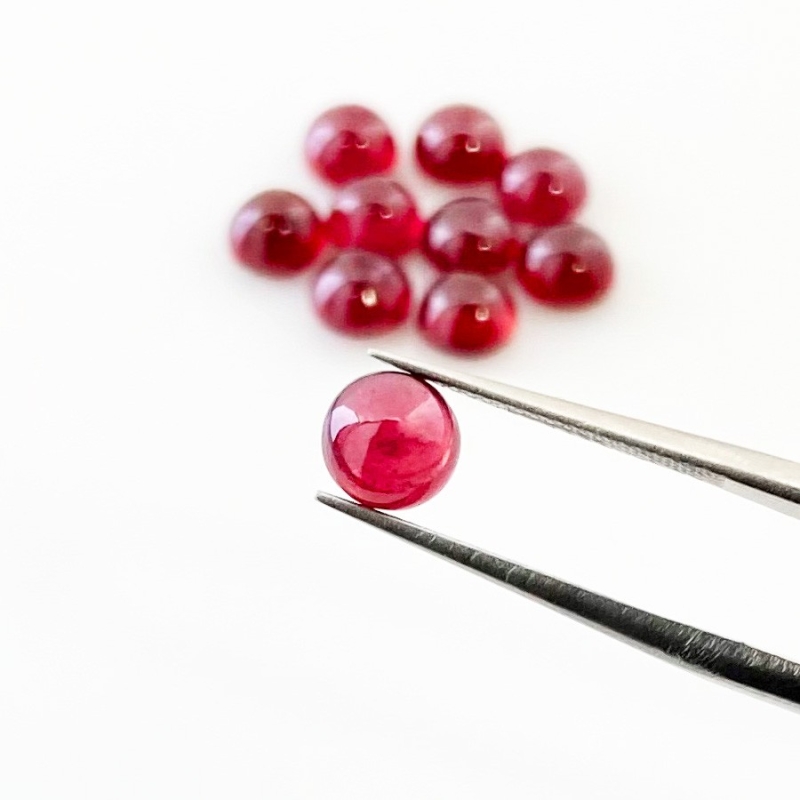 14.95 Cts. Ruby 6mm Smooth Round Shape AA Grade Cabochons Parcel - Total 10 Pcs.