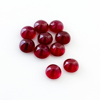 14.95 Cts. Ruby 6mm Smooth Round Shape AA Grade Cabochons Parcel - Total 10 Pcs.