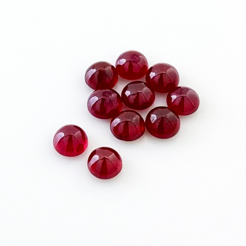 14.95 Cts. Ruby 6mm Smooth Round Shape AA Grade Cabochons Parcel - Total 10 Pcs.