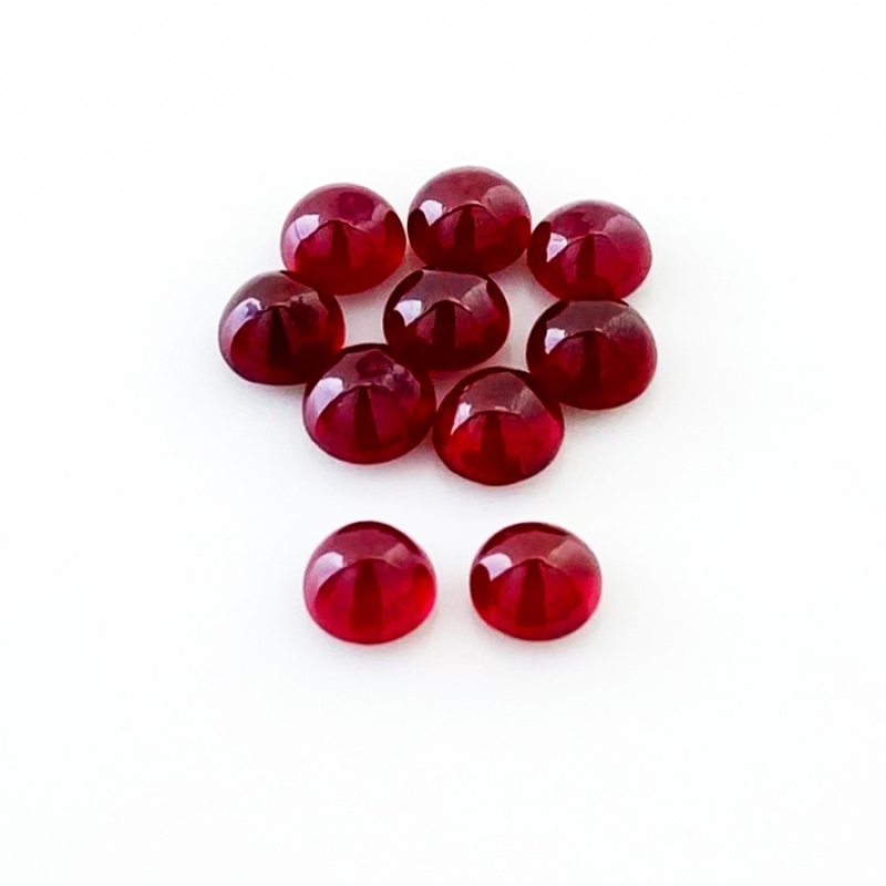 14.95 Cts. Ruby 6mm Smooth Round Shape AA Grade Cabochons Parcel - Total 10 Pcs.