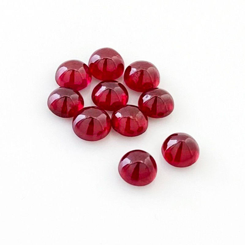 Ruby Smooth Round Shape AA Grade Cabochon Parcel - 6mm - 10 Pc. - 14.50 Cts.