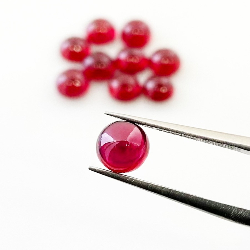 14.50 Cts. Ruby 6mm Smooth Round Shape AA Grade Cabochons Parcel - Total 10 Pcs.