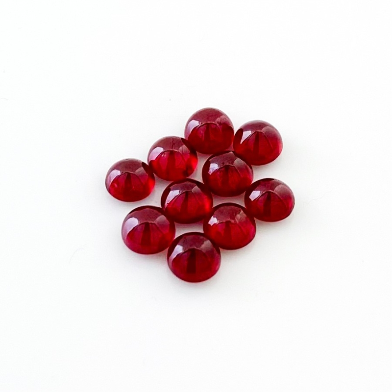 14.50 Cts. Ruby 6mm Smooth Round Shape AA Grade Cabochons Parcel - Total 10 Pcs.