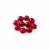 13.45 Cts. Ruby 6mm Smooth Round Shape AA Grade Cabochons Parcel - Total 10 Pcs.