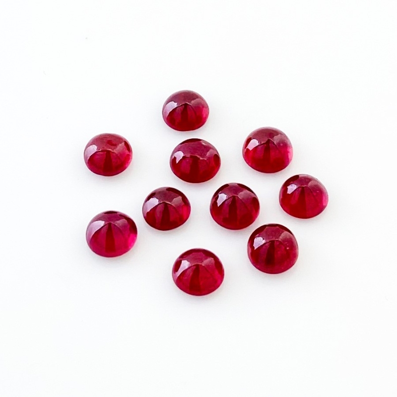 13.45 Cts. Ruby 6mm Smooth Round Shape AA Grade Cabochons Parcel - Total 10 Pcs.