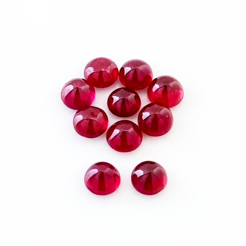 13.45 Cts. Ruby 6mm Smooth Round Shape AA Grade Cabochons Parcel - Total 10 Pcs.