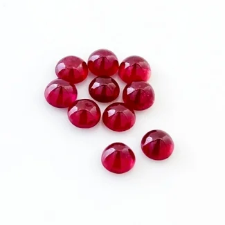 13.45 Cts. Ruby 6mm Smooth Round Shape AA Grade Cabochons Parcel - Total 10 Pcs.