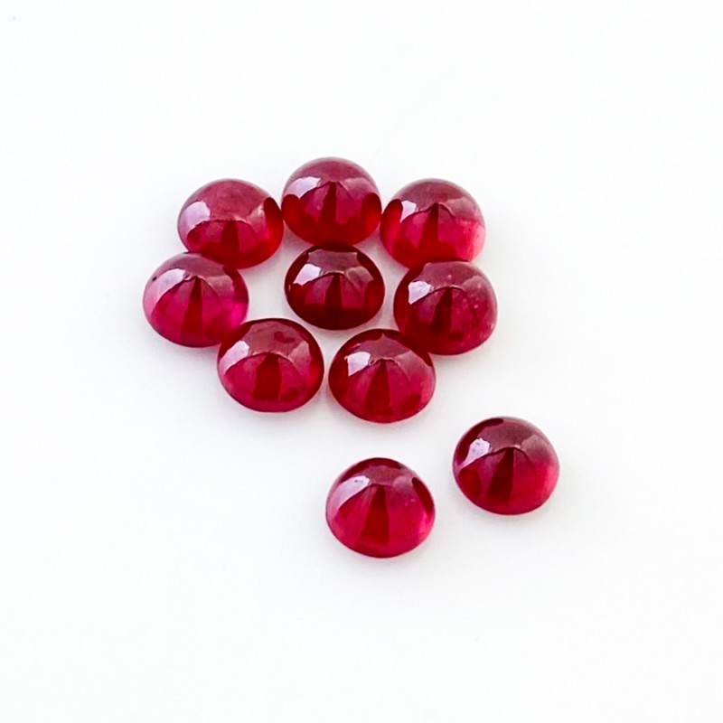 Ruby Smooth Round Shape AA Grade Cabochon Parcel - 6mm - 10 Pc. - 13.45 Cts.