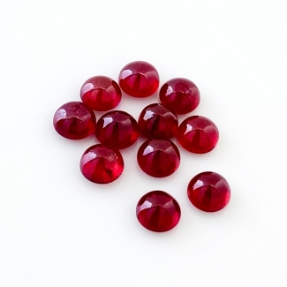 15.10 Cts. Ruby 6mm Smooth Round Shape AA Grade Cabochons Parcel - Total 11 Pcs.
