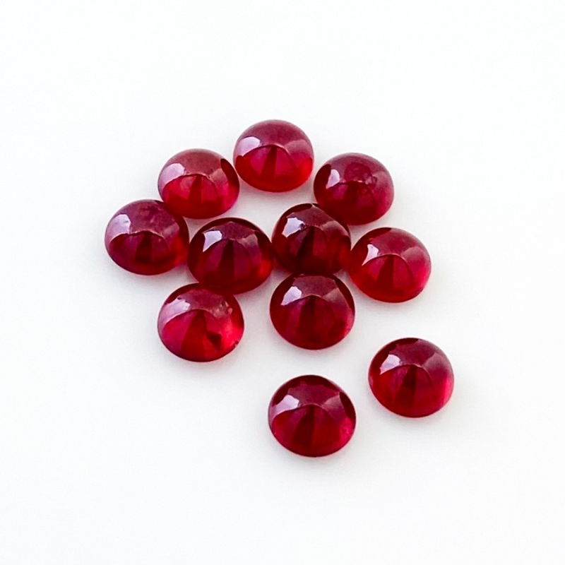 15.10 Cts. Ruby 6mm Smooth Round Shape AA Grade Cabochons Parcel - Total 11 Pcs.