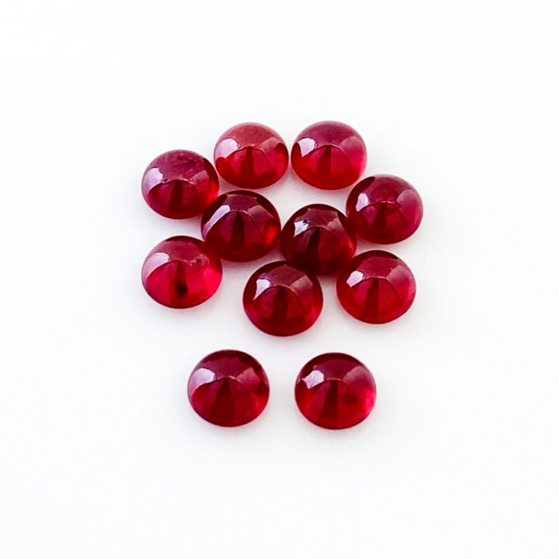 15.10 Cts. Ruby 6mm Smooth Round Shape AA Grade Cabochons Parcel - Total 11 Pcs.