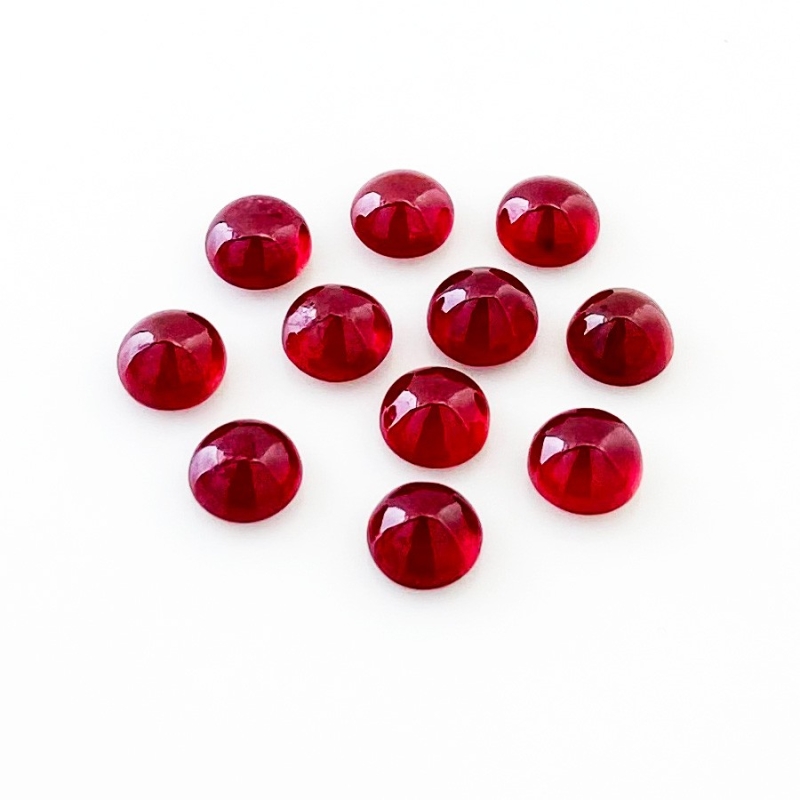 15.10 Cts. Ruby 6mm Smooth Round Shape AA Grade Cabochons Parcel - Total 11 Pcs.