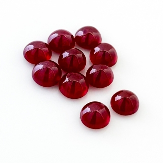 22.55 Cts. Ruby 7mm Smooth Round Shape AA Grade Cabochons Parcel - Total 10 Pcs.