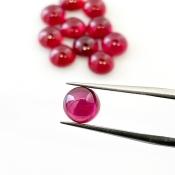 22 Cts. Ruby 7mm Smooth Round Shape AA Grade Cabochons Parcel - Total 11 Pcs.