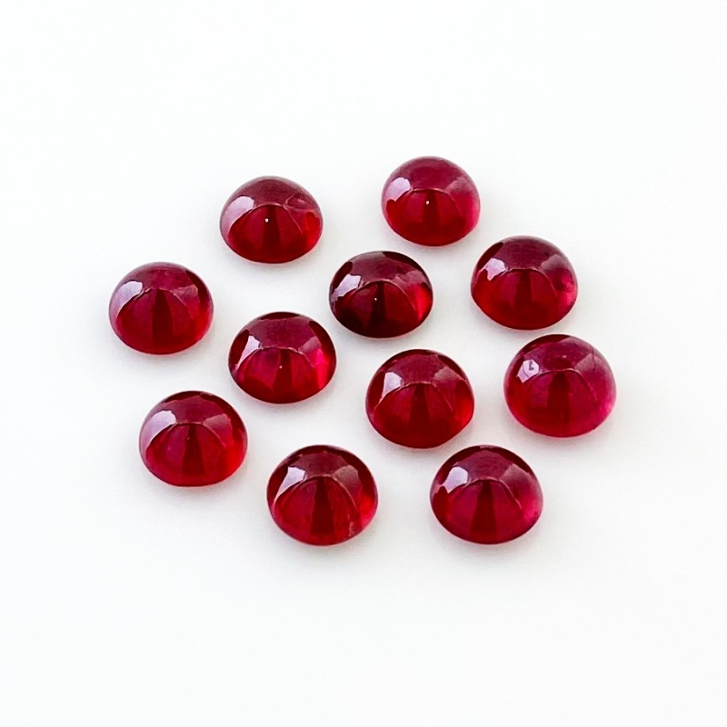 22 Cts. Ruby 7mm Smooth Round Shape AA Grade Cabochons Parcel - Total 11 Pcs.