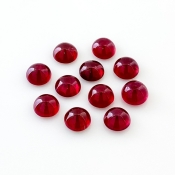 22 Cts. Ruby 7mm Smooth Round Shape AA Grade Cabochons Parcel - Total 11 Pcs.