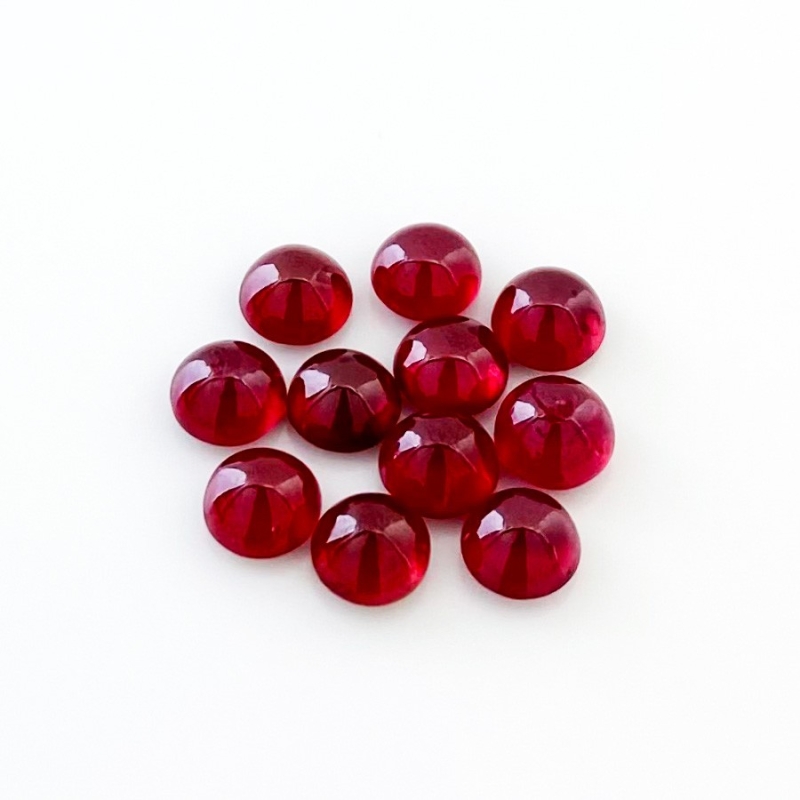 22 Cts. Ruby 7mm Smooth Round Shape AA Grade Cabochons Parcel - Total 11 Pcs.