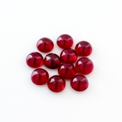 22 Cts. Ruby 7mm Smooth Round Shape AA Grade Cabochons Parcel - Total 11 Pcs.
