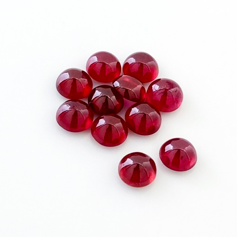 22 Cts. Ruby 7mm Smooth Round Shape AA Grade Cabochons Parcel - Total 11 Pcs.