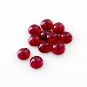 22 Cts. Ruby 7mm Smooth Round Shape AA Grade Cabochons Parcel - Total 11 Pcs.