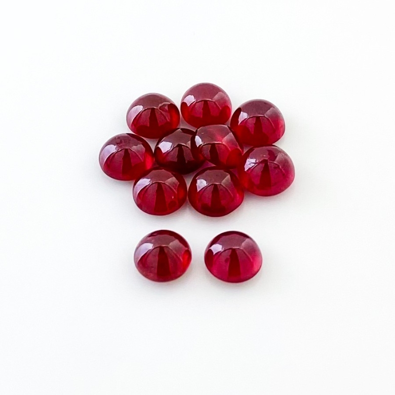 22 Cts. Ruby 7mm Smooth Round Shape AA Grade Cabochons Parcel - Total 11 Pcs.