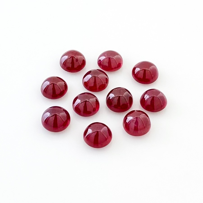 25.30 Cts. Ruby 7mm Smooth Round Shape AA Grade Cabochons Parcel - Total 11 Pcs.