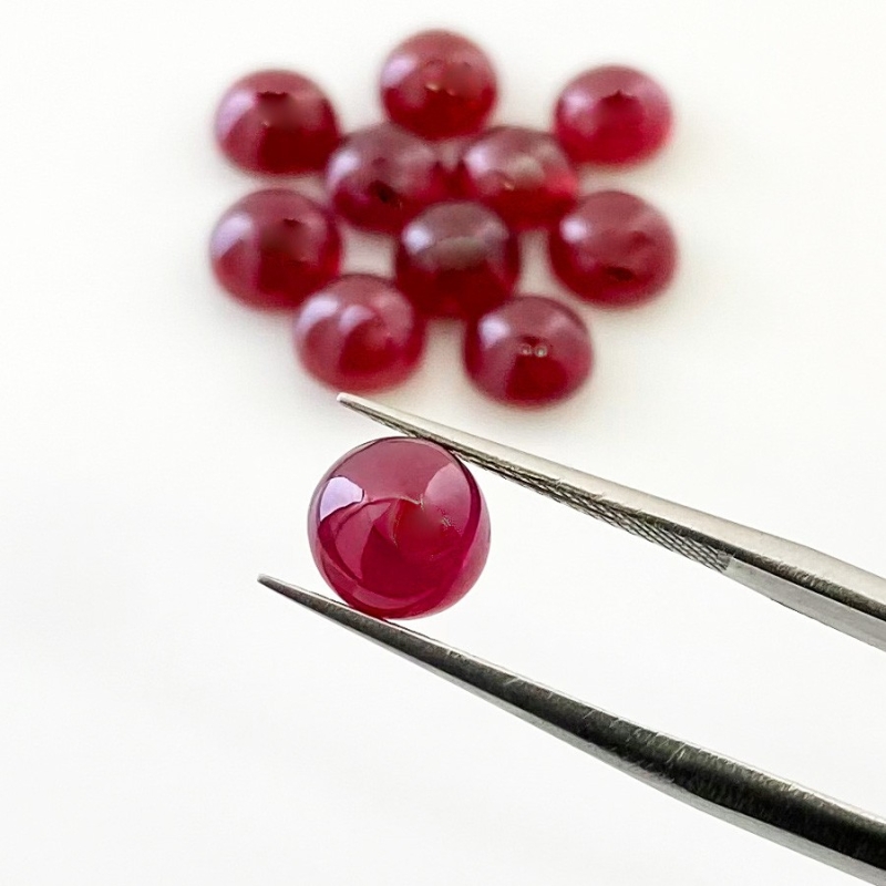 25.30 Cts. Ruby 7mm Smooth Round Shape AA Grade Cabochons Parcel - Total 11 Pcs.