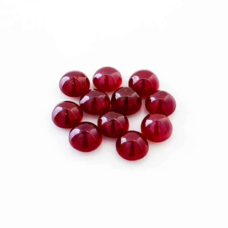 25.30 Cts. Ruby 7mm Smooth Round Shape AA Grade Cabochons Parcel - Total 11 Pcs.