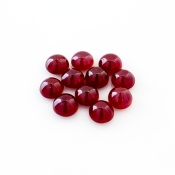 25.30 Cts. Ruby 7mm Smooth Round Shape AA Grade Cabochons Parcel - Total 11 Pcs.