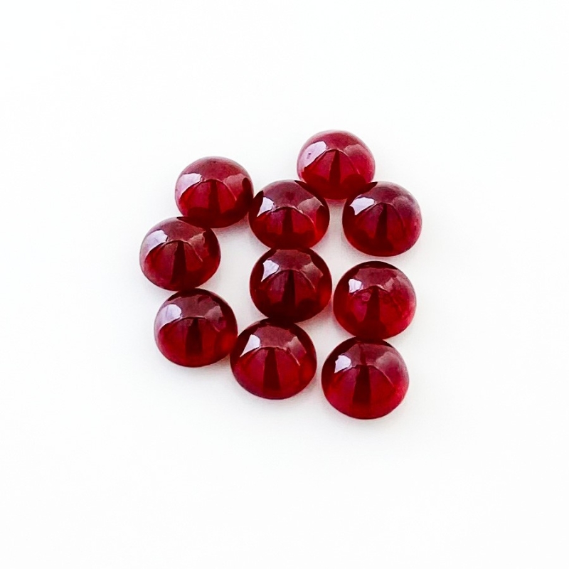 22.35 Cts. Ruby 7mm Smooth Round Shape AA Grade Cabochons Parcel - Total 10 Pcs.