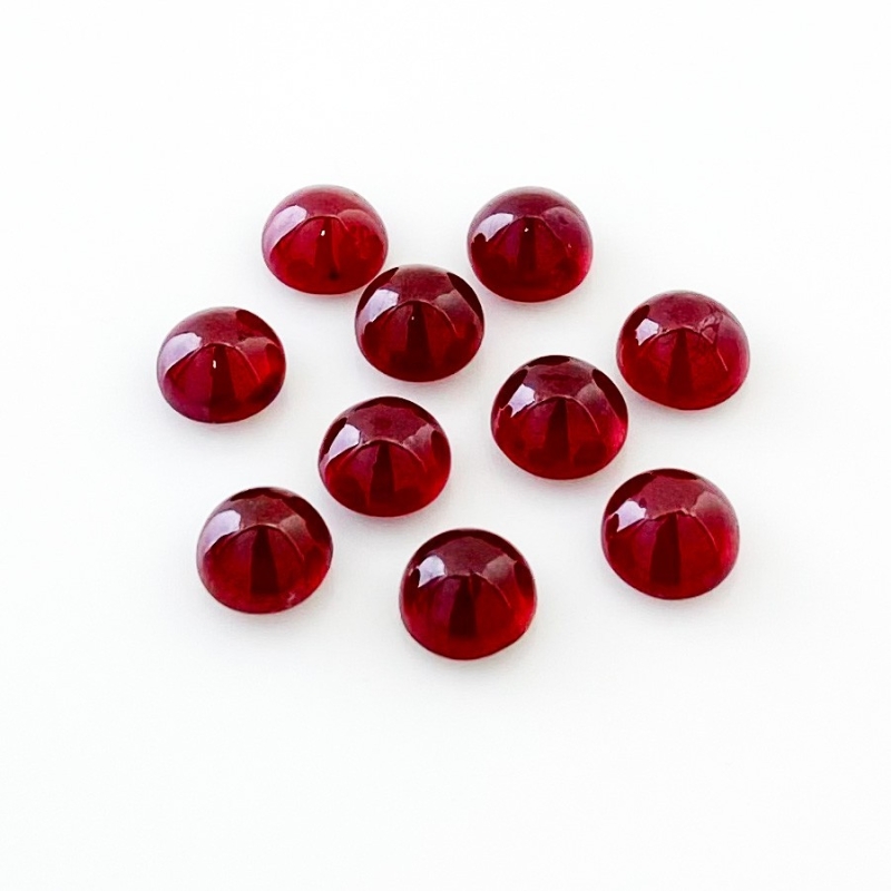 22.35 Cts. Ruby 7mm Smooth Round Shape AA Grade Cabochons Parcel - Total 10 Pcs.