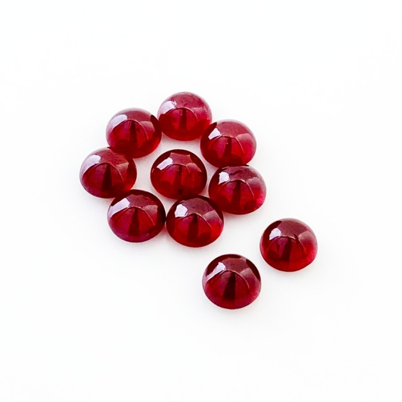 22.35 Cts. Ruby 7mm Smooth Round Shape AA Grade Cabochons Parcel - Total 10 Pcs.