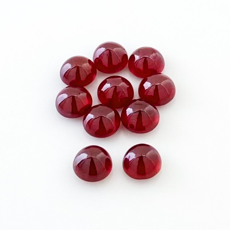 22.35 Cts. Ruby 7mm Smooth Round Shape AA Grade Cabochons Parcel - Total 10 Pcs.