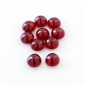 22.35 Cts. Ruby 7mm Smooth Round Shape AA Grade Cabochons Parcel - Total 10 Pcs.