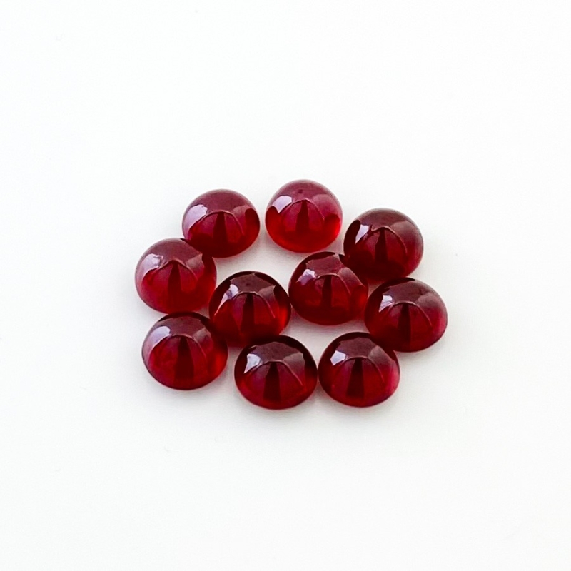 22.95 Cts. Ruby 7mm Smooth Round Shape AA Grade Cabochons Parcel - Total 10 Pcs.