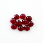 22.95 Cts. Ruby 7mm Smooth Round Shape AA Grade Cabochons Parcel - Total 10 Pcs.