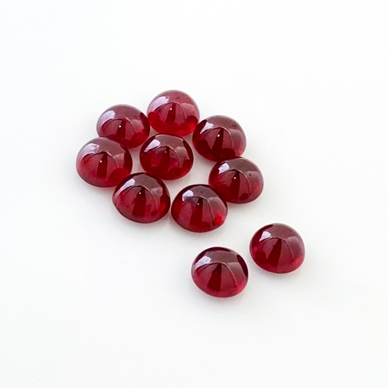 22.95 Cts. Ruby 7mm Smooth Round Shape AA Grade Cabochons Parcel - Total 10 Pcs.