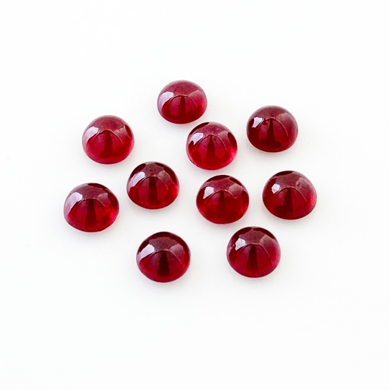 22.95 Cts. Ruby 7mm Smooth Round Shape AA Grade Cabochons Parcel - Total 10 Pcs.