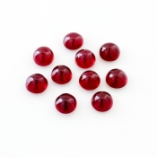 22.95 Cts. Ruby 7mm Smooth Round Shape AA Grade Cabochons Parcel - Total 10 Pcs.