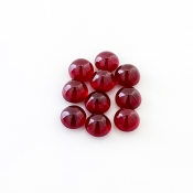22.95 Cts. Ruby 7mm Smooth Round Shape AA Grade Cabochons Parcel - Total 10 Pcs.
