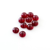 22.95 Cts. Ruby 7mm Smooth Round Shape AA Grade Cabochons Parcel - Total 10 Pcs.
