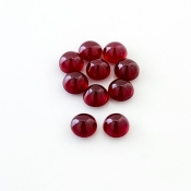 22.95 Cts. Ruby 7mm Smooth Round Shape AA Grade Cabochons Parcel - Total 10 Pcs.