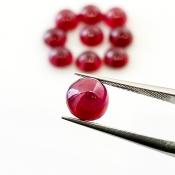22.95 Cts. Ruby 7mm Smooth Round Shape AA Grade Cabochons Parcel - Total 10 Pcs.