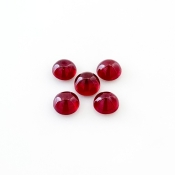 10.90 Cts. Ruby 7mm Smooth Round Shape AA Grade Cabochons Parcel - Total 5 Pcs.