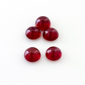 10.90 Cts. Ruby 7mm Smooth Round Shape AA Grade Cabochons Parcel - Total 5 Pcs.