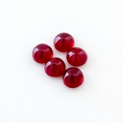 9.50 Cts. Ruby 6.5mm Smooth Round Shape AA Grade Cabochons Parcel - Total 5 Pcs.